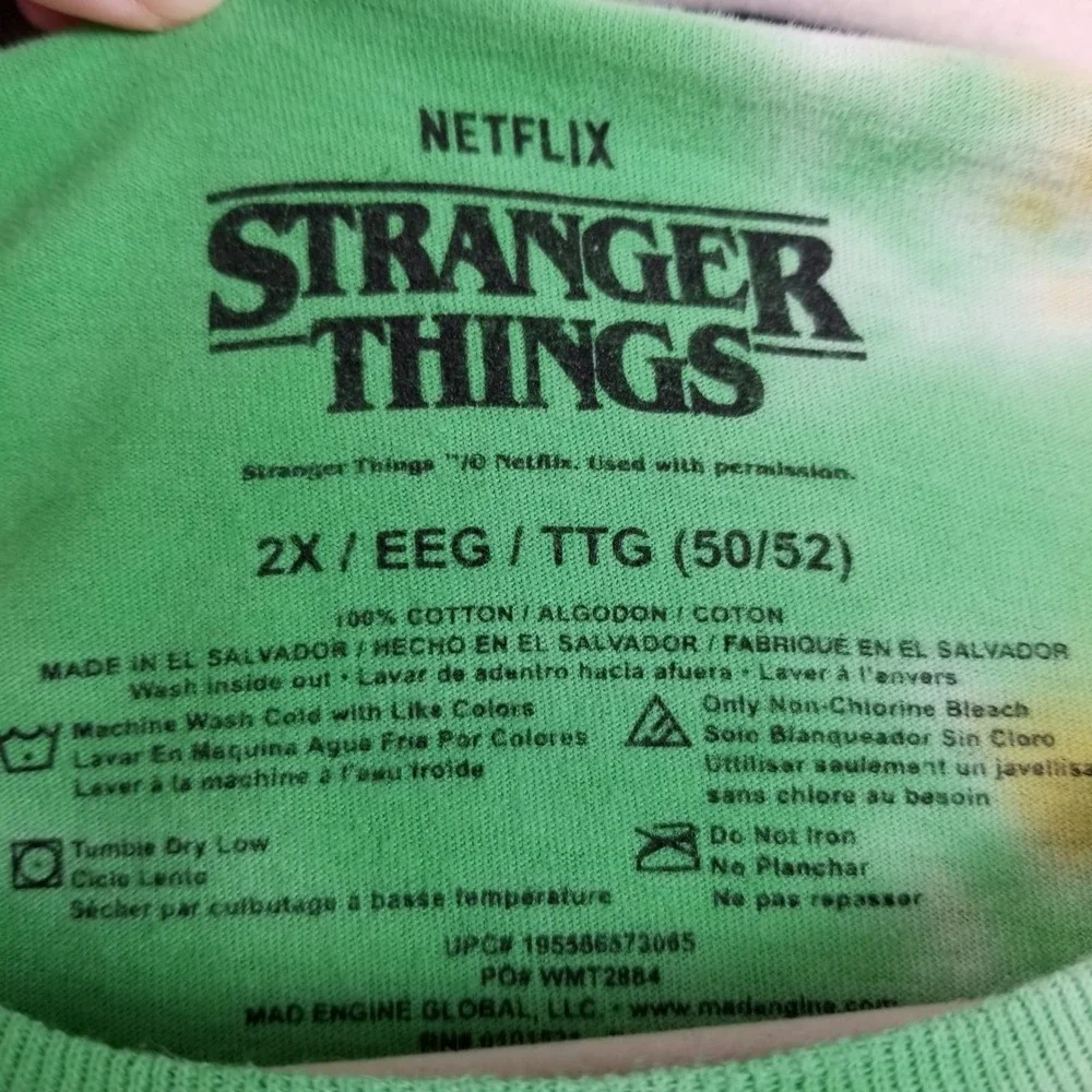 Stranger Things T Shirt Men's 2X 50 52 Green Yellow Tie Dye Tiger Pride 86‎ Tee